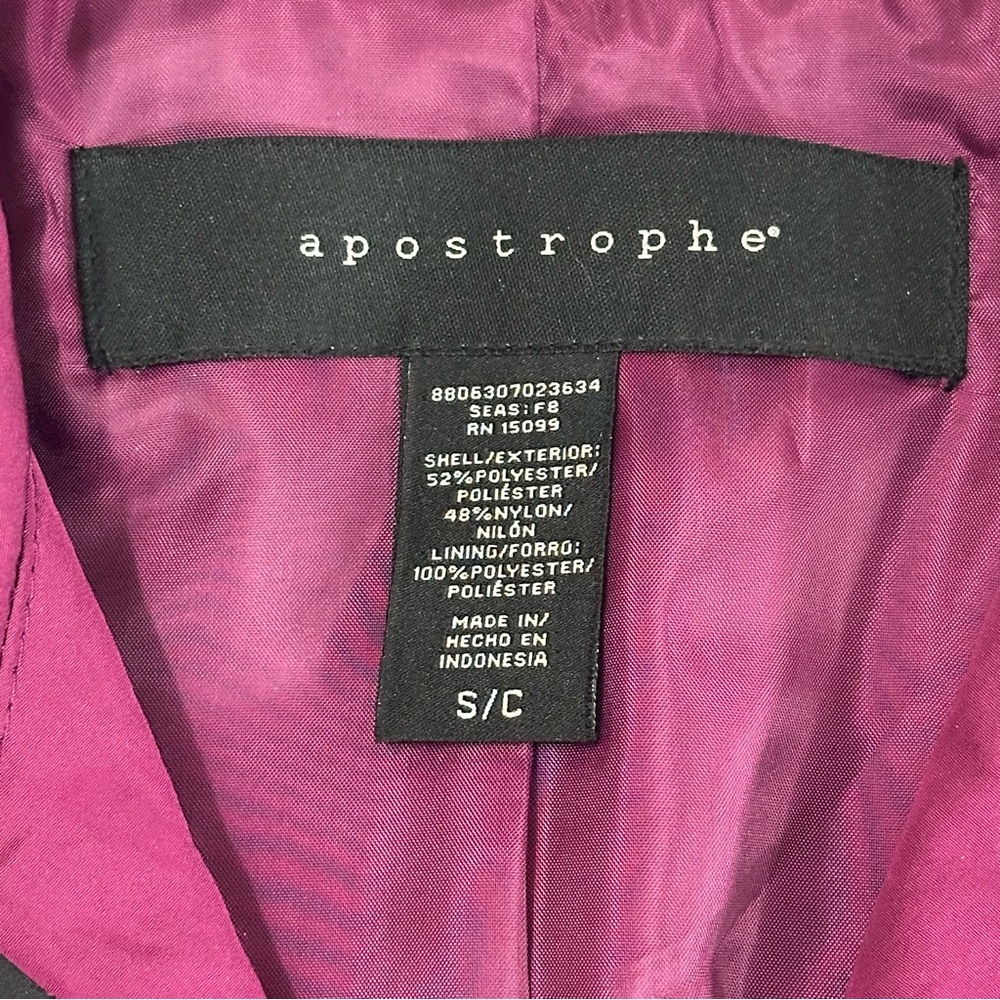 Apostrophe Magenta Trench Coat with Black Trim - Picture 4 of 5